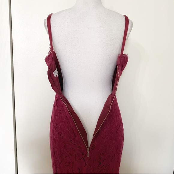 KEEPSAKE SAME LOVE DARK PINK SLEEVELESS LACE COCKTAIL MIDI DRESS - M - Picture 6 of 11